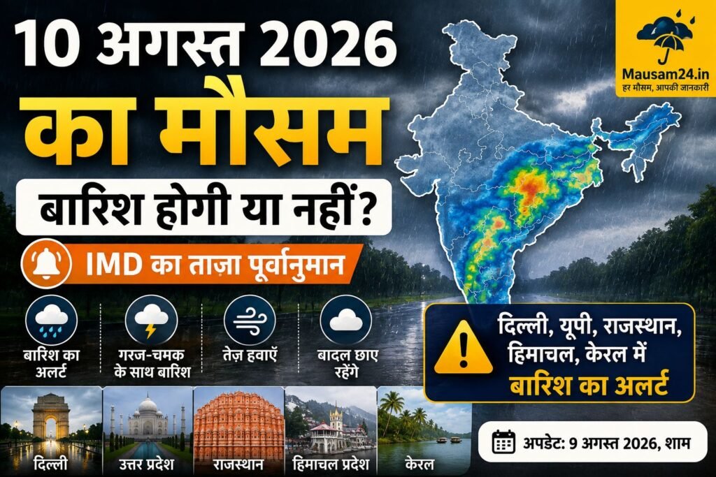 10 अगस्त 2026 का मौसम कैसा रहेगा?