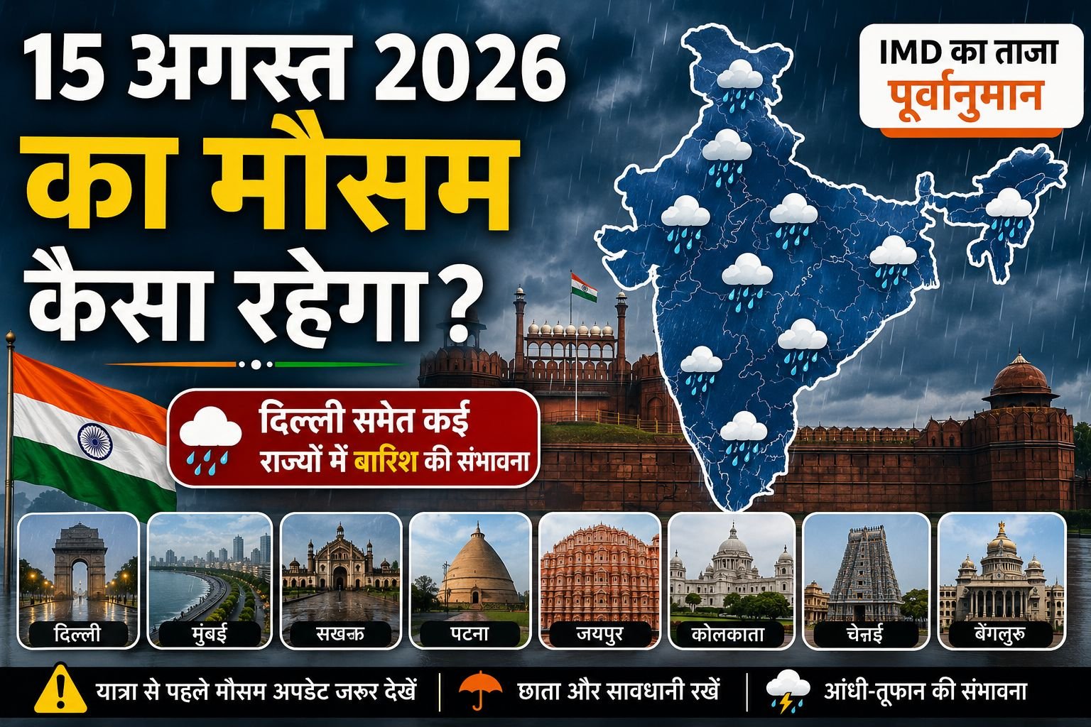 15 अगस्त 2026 को मौसम कैसा रहेगा?