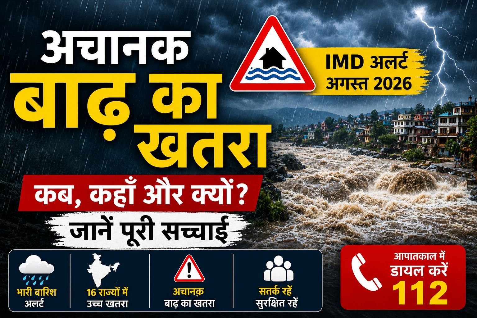 अचानक बाढ़ आने का खतरा